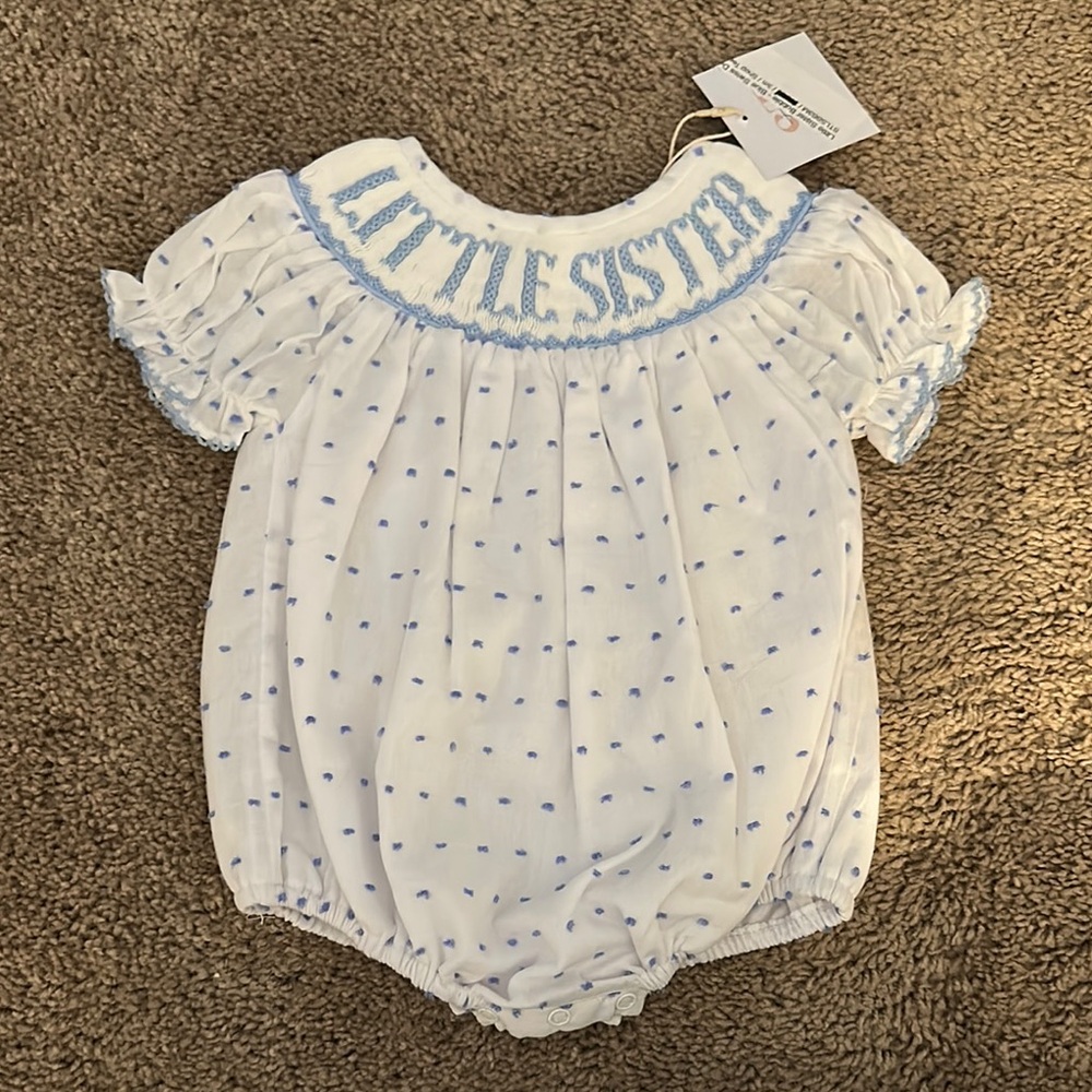 Little Sister White and Blue Bodysuit